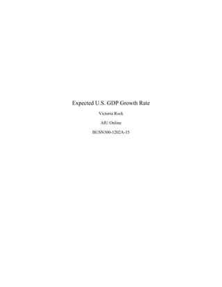 Expected U.S. GDP Growth Rate
         Victoria Rock

          AIU Online

       BUSN300-1202A-15
 