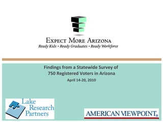 Findings from a Statewide Survey of  750 Registered Voters in Arizona   April 14-20, 2010   