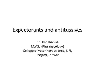 Expectorants and antitussives
Dr.Jibachha Sah
M.V.Sc (Pharmacology)
College of veterinary science, NPI,
Bhojard,Chitwan
 