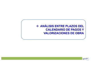  ANÁLISIS ENTRE PLAZOS DEL
CALENDARIO DE PAGOS Y
VALORIZACIONES DE OBRA
 