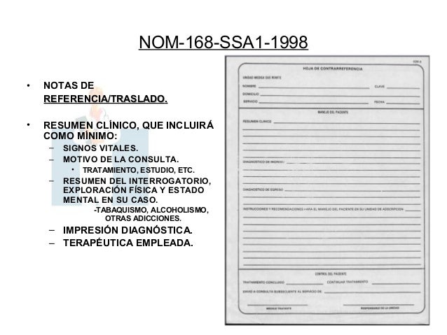 Expediente clinica nom 168 ssa1 1998