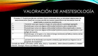 VALORACIÓN DE ANESTESIOLOGÍA
 