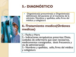 5.- DIAGNÓSTICO

     Diagnóstico(s) presuntivo(s) o Diagnóstico(s)
     definitivo(s) del paciente en el momento de la
 ...