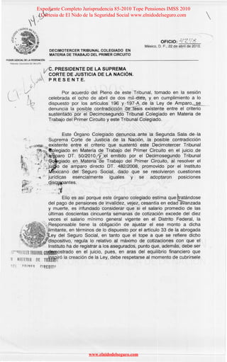 www.elnidodelseguro.com
Expediente Completo Jurisprudencia 85-2010 Tope Pensiones IMSS 2010
Cortesia de El Nido de la Segu...
