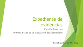 Expediente de
evidencias
Función Directiva
Primera Etapa de la evaluación del Desempeño
Elaborado por: Eréndira Piñón Avilés
 