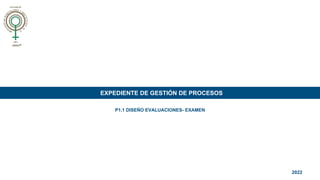 EXPEDIENTE DE GESTIÓN DE PROCESOS
2022
P1.1 DISEÑO EVALUACIONES- EXAMEN
 