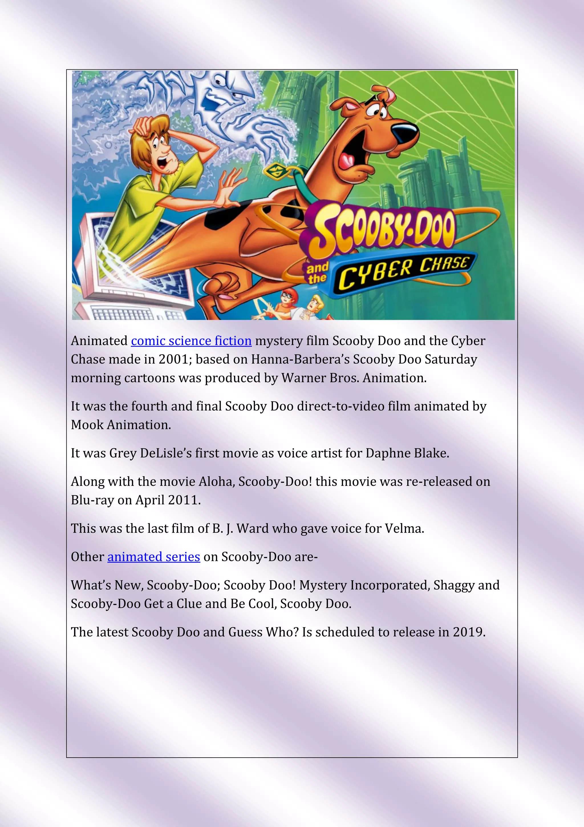 Expedition Of Scooby Doo From Cartoon To Animation Movies | PDF