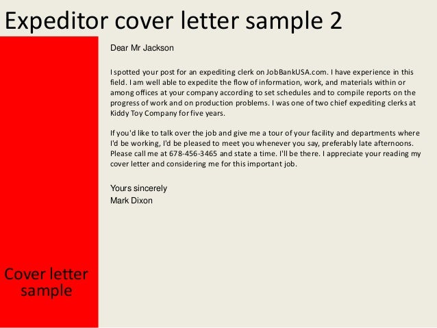 Expeditor cover letter