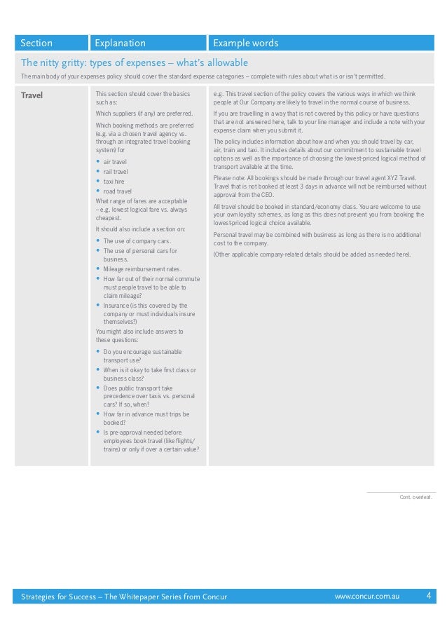 a sample expenses policy template