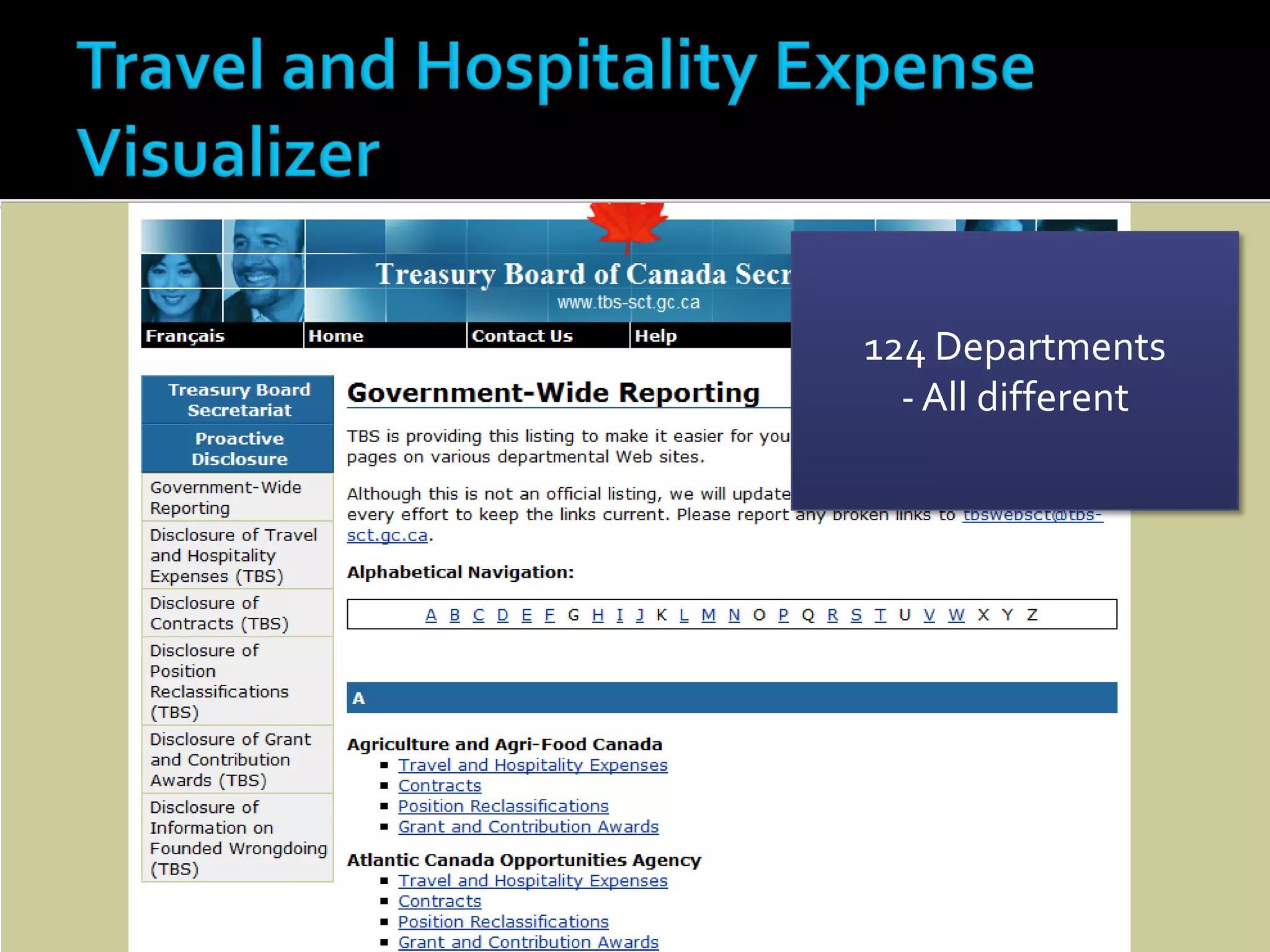 VisibleGovernment.ca Expense Visualizer Pilot - Montreal on Rails