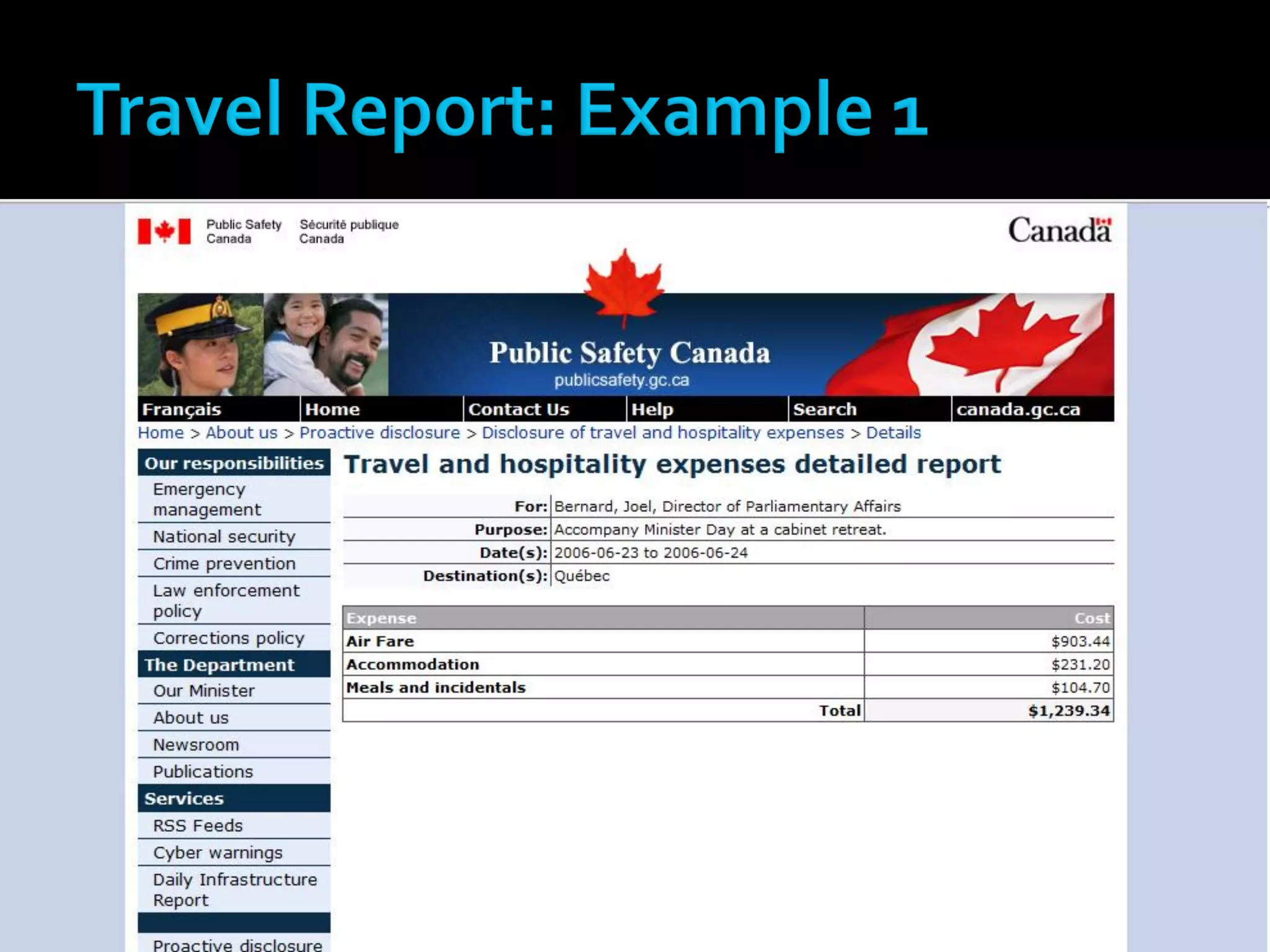 VisibleGovernment.ca Expense Visualizer Pilot - Montreal on Rails