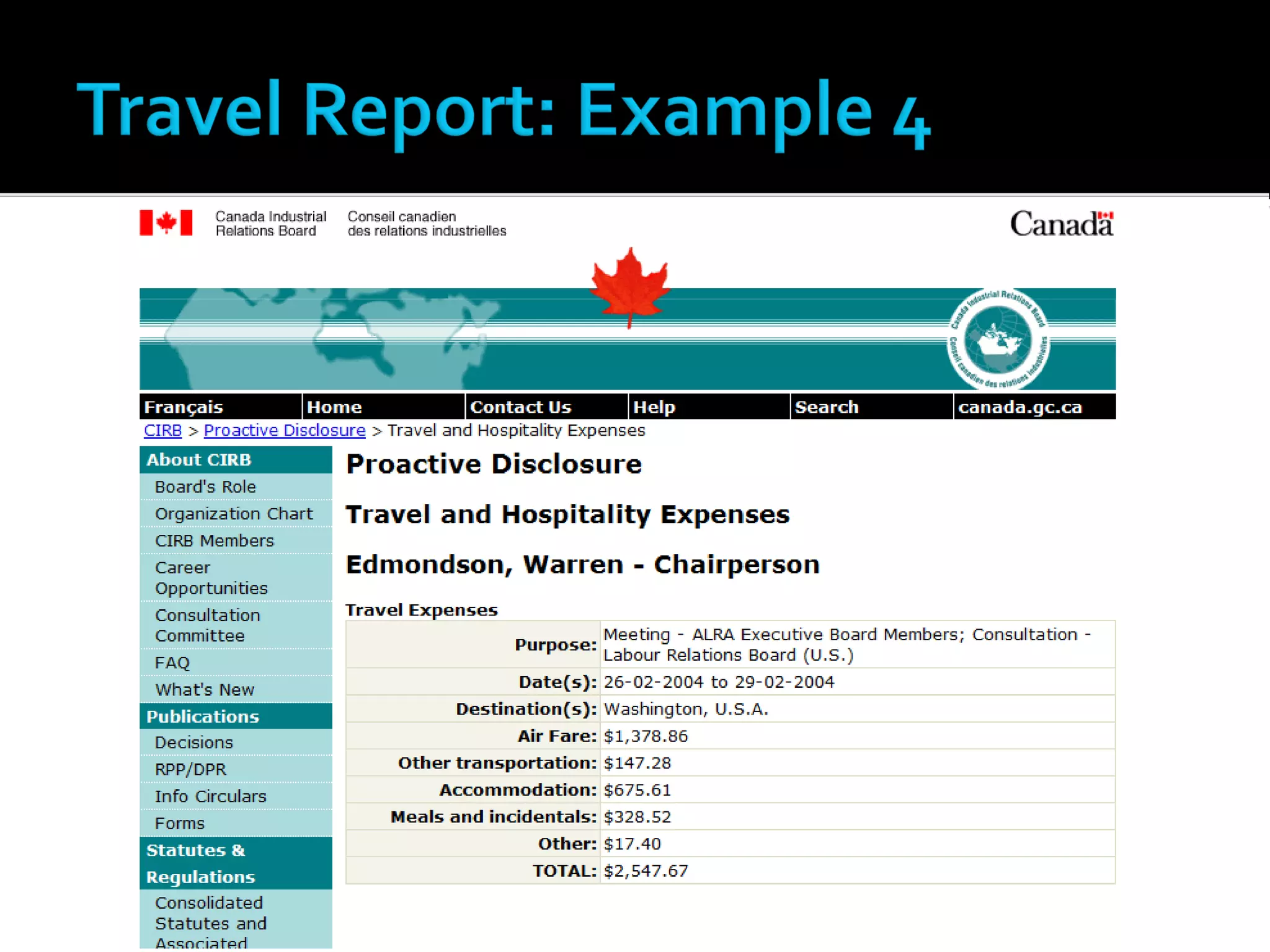 VisibleGovernment.ca Expense Visualizer Pilot - Montreal on Rails
