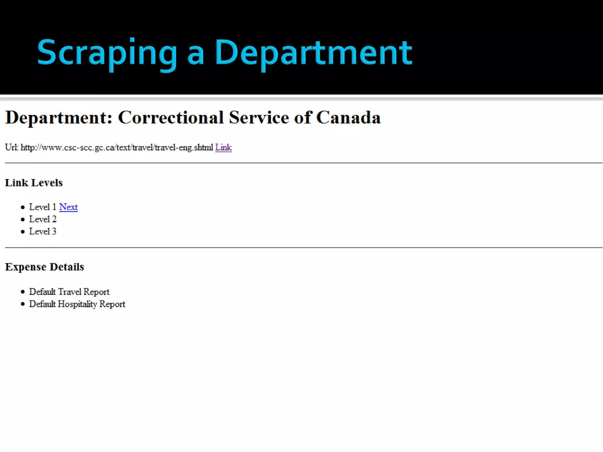VisibleGovernment.ca Expense Visualizer Pilot - Montreal on Rails