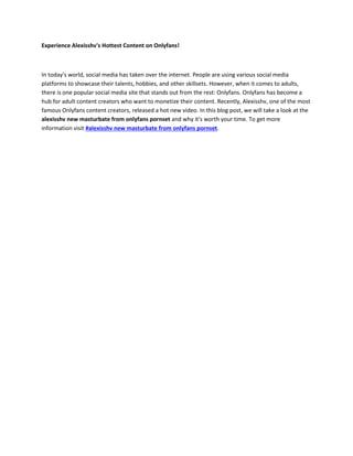 Experience Alexisshv's Hottest Content on Onlyfans! | DOCX