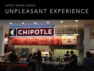 U N P L E A S A N T E X P E R I E N C E
A F F E C T B A S E D C H O I C E
 