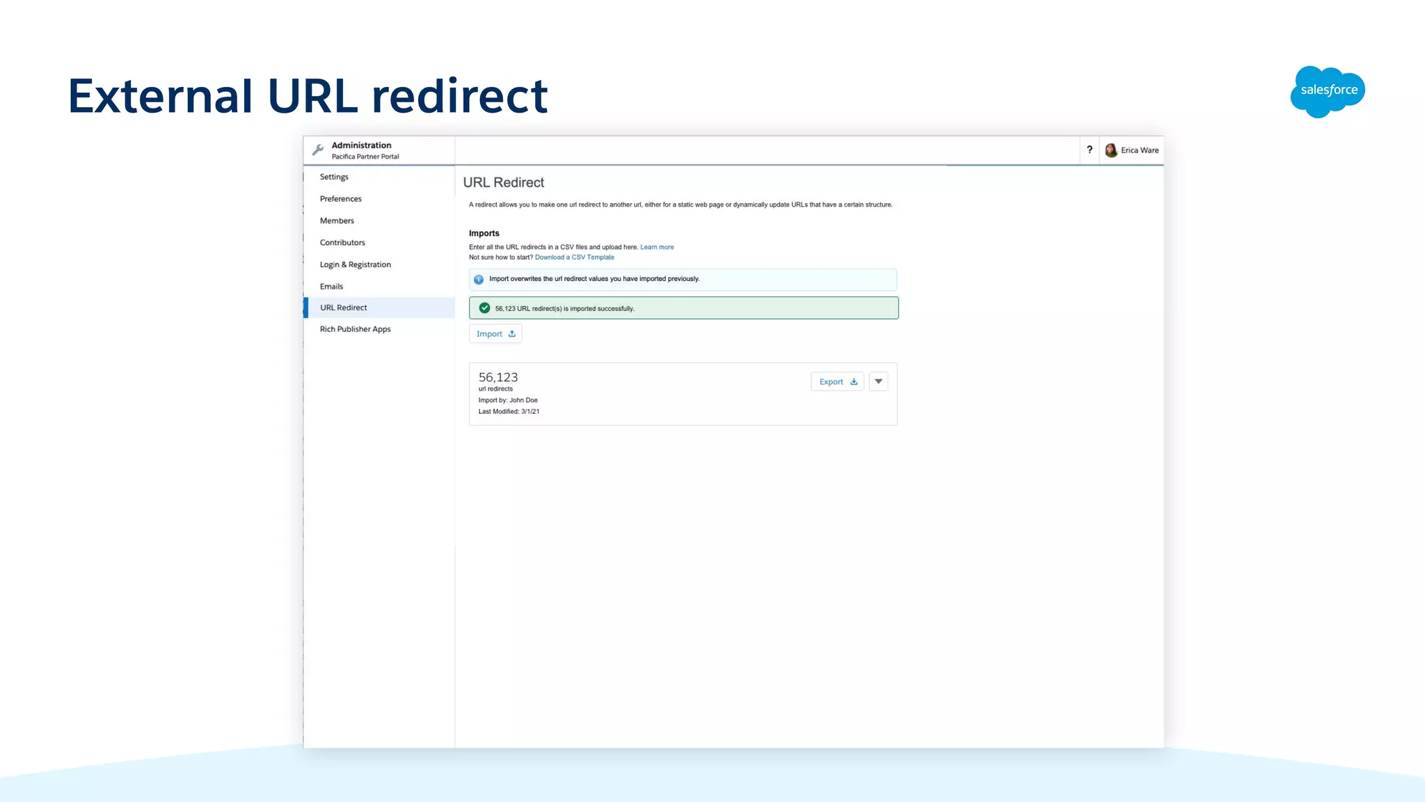 External URL redirect
 