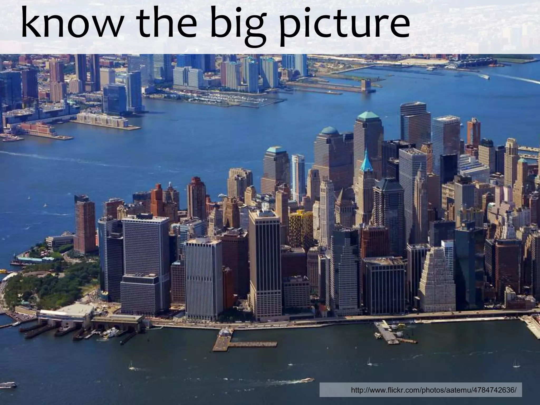 know the big picture




                http://www.flickr.com/photos/aatemu/4784742636/
 