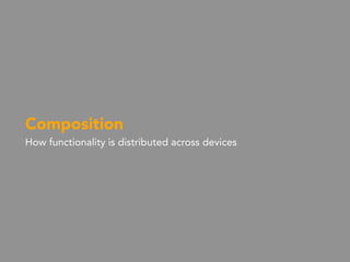 Composition
How functionality is distributed across devices
 