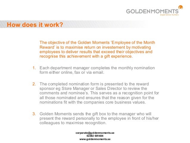 Experience Hunters Golden Moments Employee Of The Month Reward Experience Hunters Golden Moments Employee Of The Month Reward