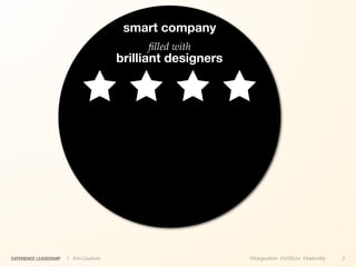 smart company
                                             ﬁlled with
                                        brilliant designers




EXPERIENCE LEADERSHIP   | Kim Goodwin                         @kimgoodwin #UXILive #leadership   5
 