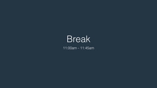 Break 
11:00am - 11:45am 
 