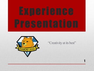 Experience
Presentation
“Creativityatitsbest”
1
 