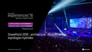 SharePoint 2016 : architecture, déploiement et
topologies hybrides
 
