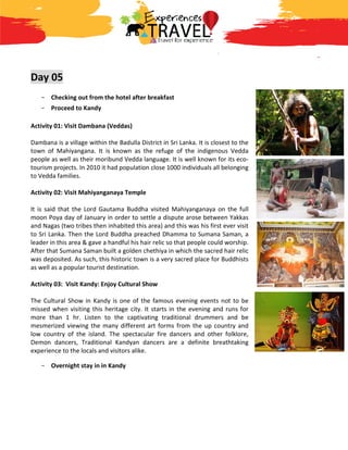 Experience Sri Lanka:2 8Days 7Nights | PDF