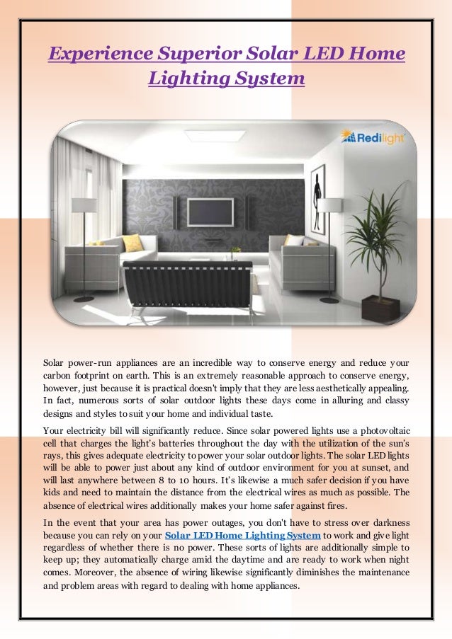 Experience Superior Solar Led Home Lighting System Redilight
