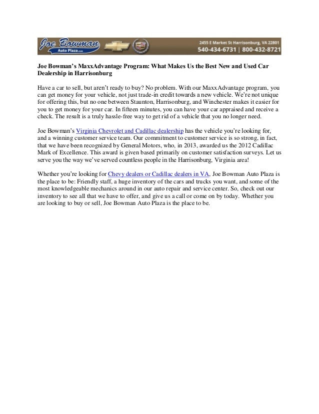 Car Dealerships In Harrisonburg Va >> Joe Bowman S Maxxadvantage Program What Makes Us The Best Car Dealerships In Harrisonburg Va >> Joe Bowman S Maxxadvantage Program What Makes Us The Best