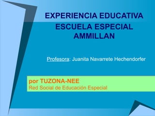 EXPERIENCIA EDUCATIVA por TUZONA-NEE  Red Social de Educación Especial ESCUELA ESPECIAL AMMILLAN Profesora : Juanita Navarrete Hechendorfer 