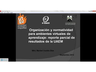 Organización y normatividad para ambientes virtuales de aprendizaje: reporte parcial de resultados de la UAEMor