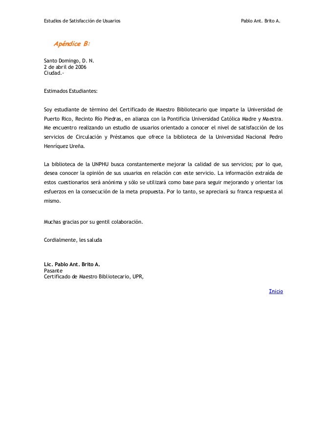 ESTUDIO DE SATISFACCIÓN DE USUARIOS DE LOS SERVICIOS DE 