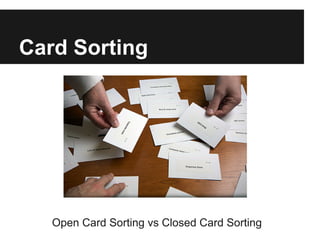 Card Sorting




   Open Card Sorting vs Closed Card Sorting
 