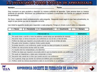 2.2 INVENTARIO SOBRE ESTILOS DE APRENDIZAJE 