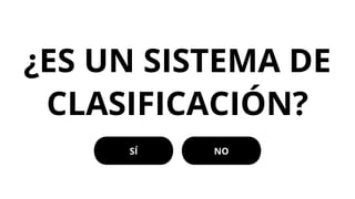 ¿ES UN SISTEMA DE
CLASIFICACIÓN?
SÍ NO
 