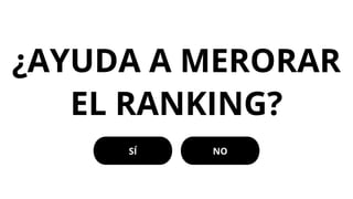 ¿AYUDA A MERORAR
EL RANKING?
SÍ NO
 