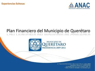 Plan Financiero del Municipio de Querétaro
 