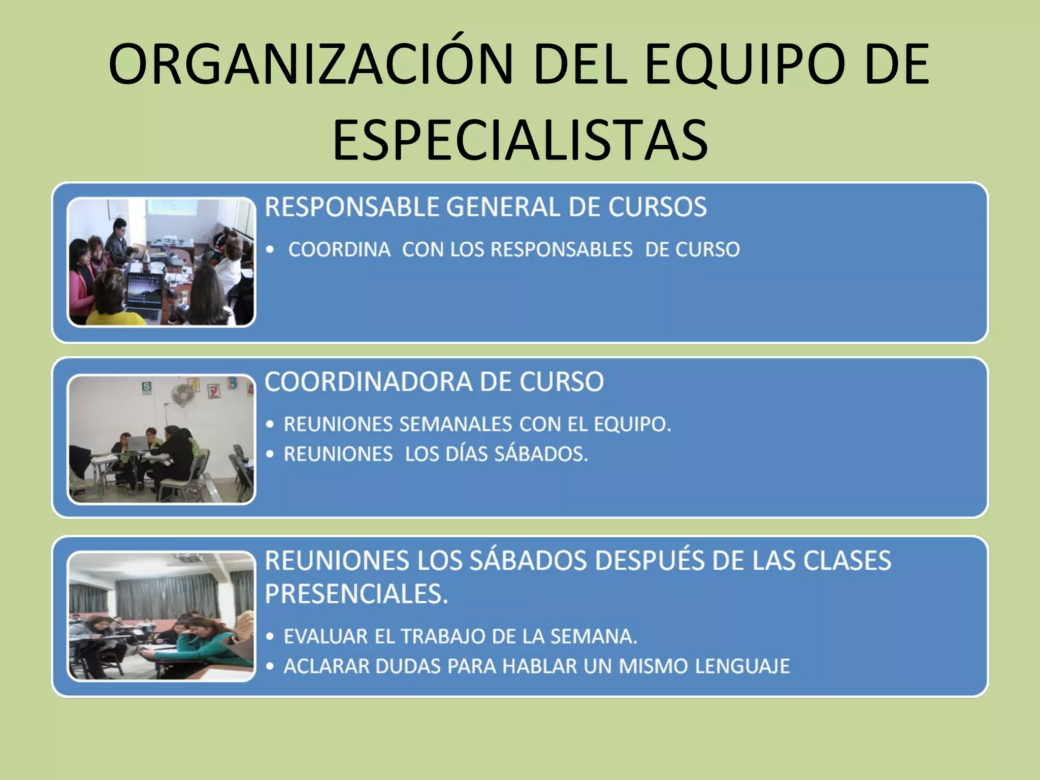 ORGANIZACIÓN DEL EQUIPO DE
      ESPECIALISTAS
 