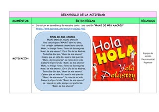 EXPERIENCIA MI FAMILIA MAMA trabajos sesiones de aprendizaje para niños ...