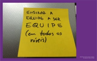 Aprendi que é preciso ensinar a equipe a
ser equipe (em todos os níveis)
 
