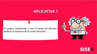 APLICATIVA 1
En grupos establecidos y con el apoyo del docente,
elaborar el esquema de la sesión educativa.
 