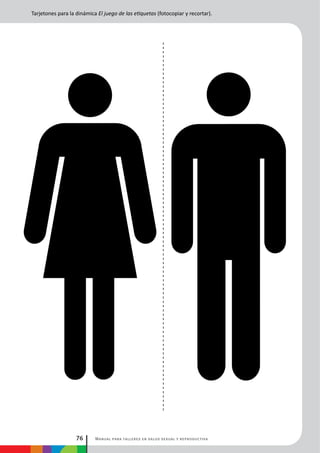 Manual para talleres en salud sexual y reproductiva76
Tarjetones para la dinámica El juego de las etiquetas (fotocopiar y recortar).
 