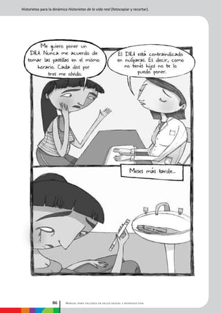 Manual para talleres en salud sexual y reproductiva86
Historietas para la dinámica Historietas de la vida real (fotocopiar y recortar).
 