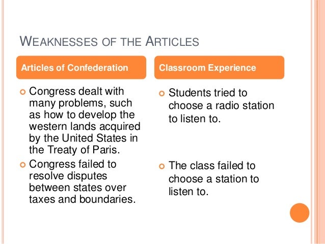 What are the strengths of the Articles of Confederation?