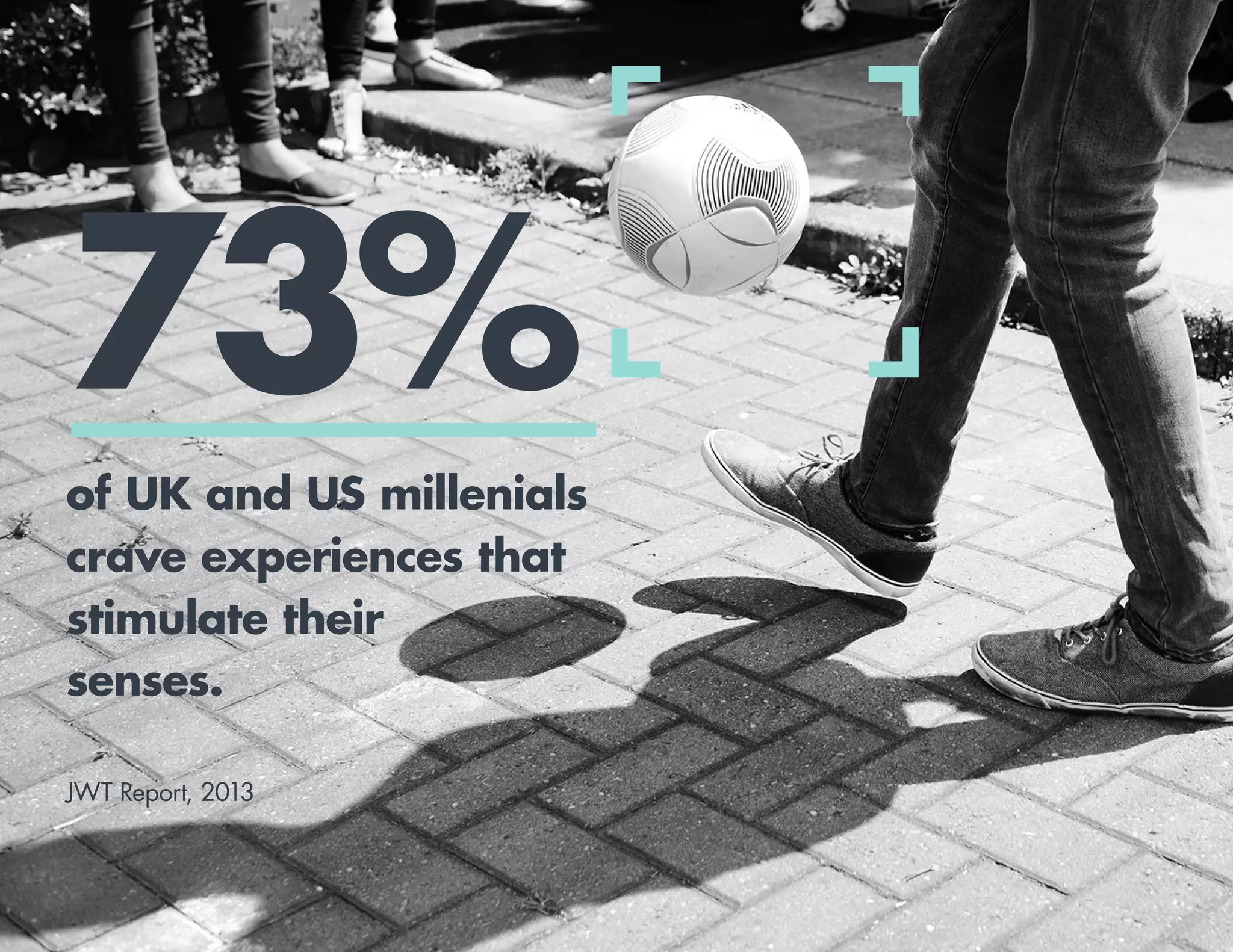3
73%
of UK and US millenials
crave experiences that
stimulate their
senses.
JWT Report, 2013
 
