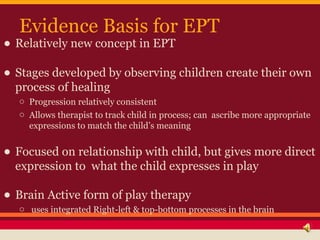 Evidence Basis for EPT
• Relatively new concept in EPT
• Stages developed by observing children create their own
  process...