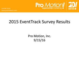 2015 EventTrack Survey Results
Pro Motion, Inc.
9/15/16
 