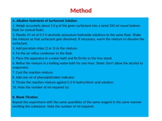 To determine the HLB number of a surfactant by saponification method | PPTX