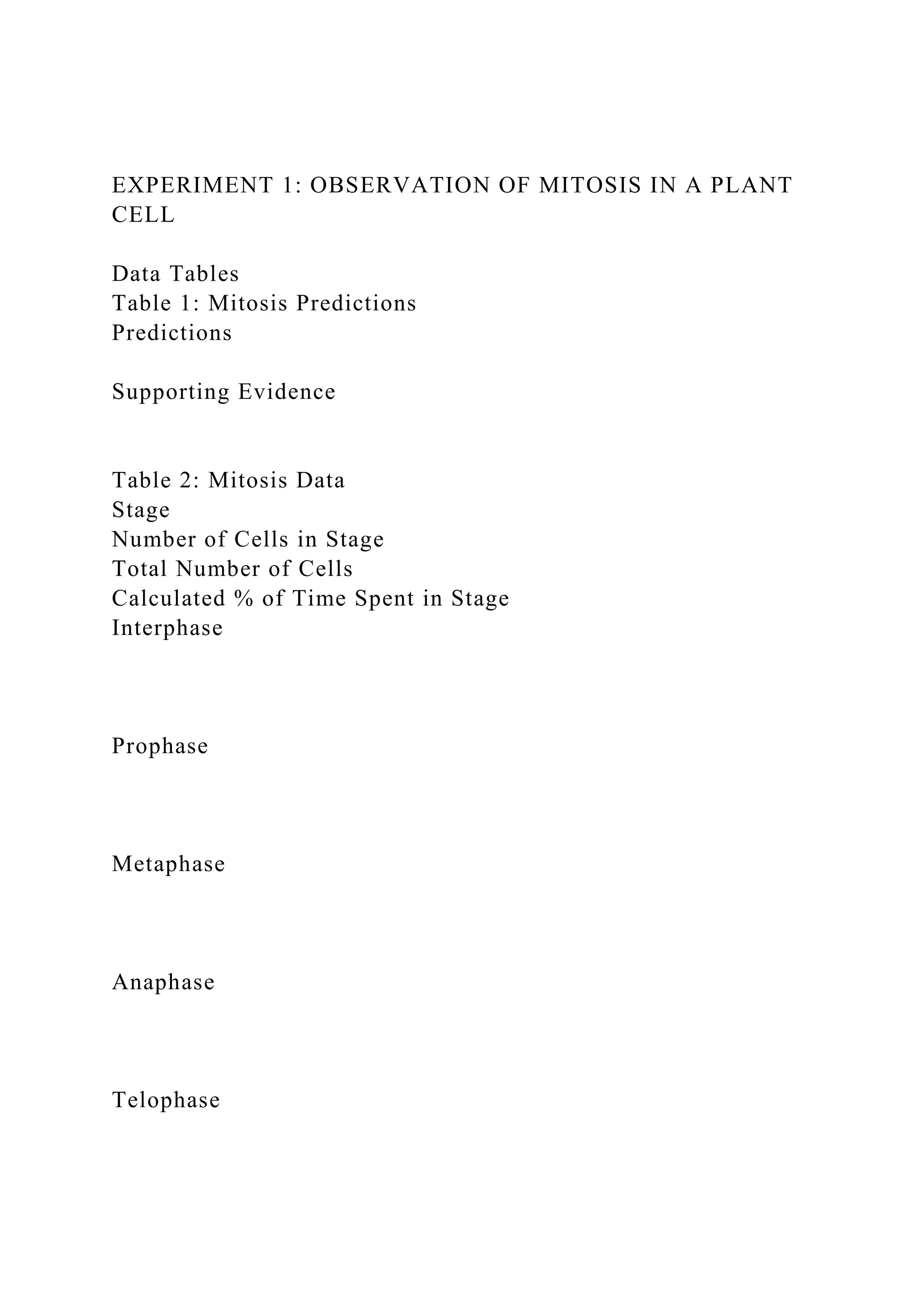 EXPERIMENT 1 OBSERVATION OF MITOSIS IN A PLANT CELLData Table.docx